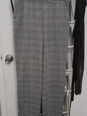 Max Studio Black & White Glen Plaid Wide-Leg Pants